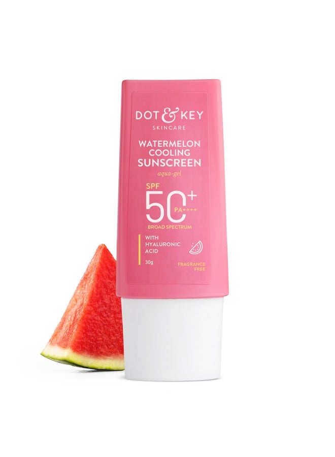 Dot & Key Watermelon Hyaluronic Cooling Sunscreen In-Vivo Tested SPF 50 PA+++| For Moisturized Skin | UV + Blue Light Protection| Lightweight | No White Cast | Boosts Vitamin D Absorption I Quick Absorbing | 30g - Image 1